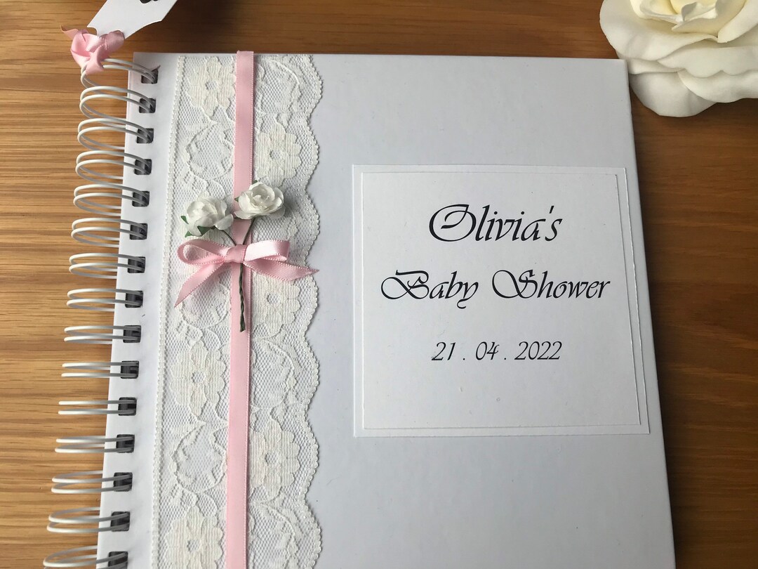 Personalised Baby Shower Photo Album Vintage Lace and Rose Etsy