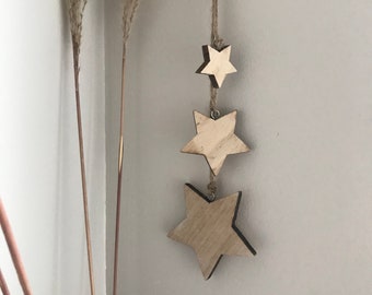 Star wooden hanger, wooden Christmas decorations, star home decoration,