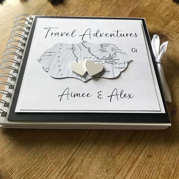 Couples Adventures of scrapbooks , couples keepsake scrapbook, couples travel photo album, personalised travel scrapbook.