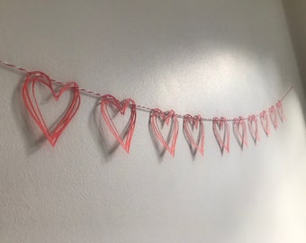 Red die cut paper heart, valentines heart string, valentines heart garland, anniversary wall decor, hen party decor,