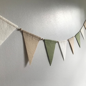 Sage green, beige & natural baby bunting, felt neutral bunting, kids bedroom bunting flags, neutral baby decor, shop wall decor, zdjęcie 5