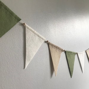 Sage green, beige & natural baby bunting, felt neutral bunting, kids bedroom bunting flags, neutral baby decor, shop wall decor, zdjęcie 4