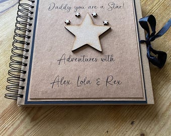 Daddy you are a star scrapbook album, fathers keepsake scrapbook, parent story album, Christmas/ birthday gifts for dad, photo album for dad