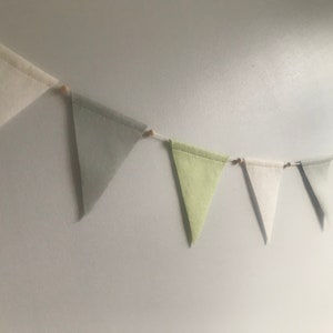 Neutral baby bunting, pistachio & grey baby nursery decor, kids bedroom bunting, felt bunting flags, wall art, nursery green bunting,