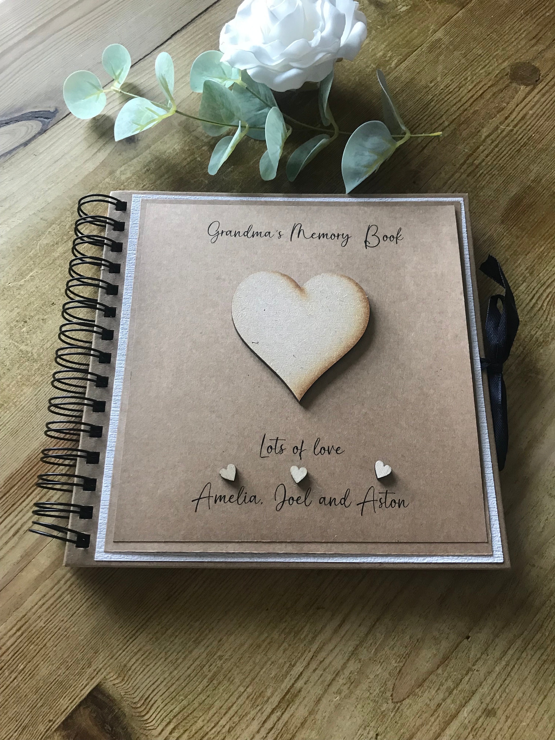 Grandma memory book, grandparent photo scrapbook, grandchild gift for grandparents, personalised grandmother gift, nana gifts,