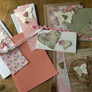 Kit para hacer tarjetas, kit de tarjetas en blanco, kit de 4 pasteles para hacer tarjetas, tarjetas DIY, kit de tarjetas vintage, caja de obsequios para artesanos, ideas para regalos de Navidad,