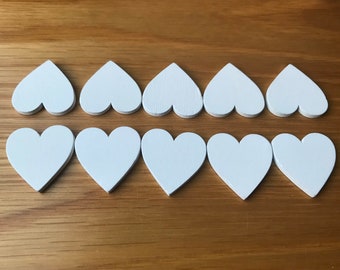 10 white painted craft hearts, 10 paintable craft hearts, Christmas craft essentials, card making hearts, wedding decorative hearts scatter,