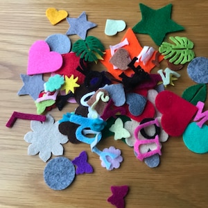 Viltstansen, willekeurige vilten vormen gelukszakjes, knutselen voor kinderen, viltvormen voor kaarten maken, handgesneden viltvormen om te knutselen, viltvorm,