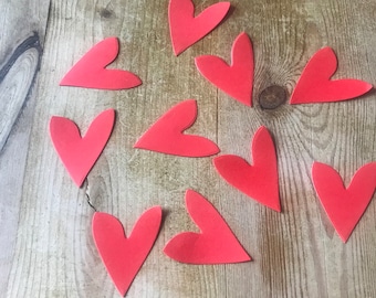 Red die cut paper heart, valentines hearts for card making, ted heart table confetti, hen party decor, hearts for crafting, kids crafts,