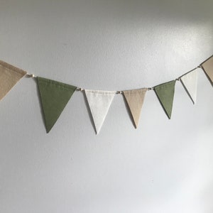 Sage green, beige & natural baby bunting, felt neutral bunting, kids bedroom bunting flags, neutral baby decor, shop wall decor, zdjęcie 9