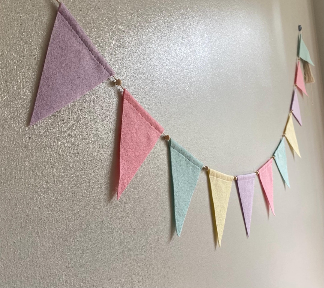 Pastel Felt Bunting, Pale Mint, Pink,mauve & Vanilla Nursery Bunting ...