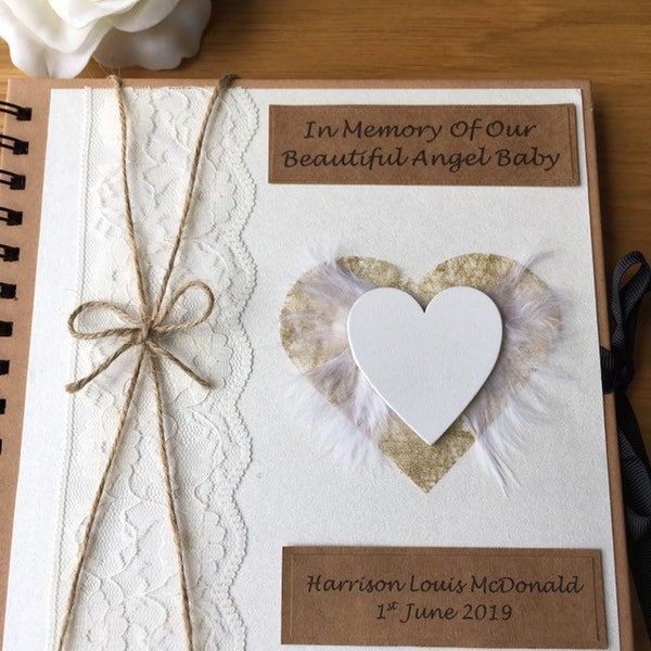 Angel Baby Keepsake Album, Infant loss gift, personalised baby loss memorial, Infant remembrance keepsake album, grief baby loss,custom made