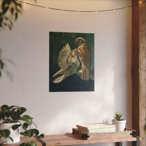 Sparrows - Watercolor Paper Art Print