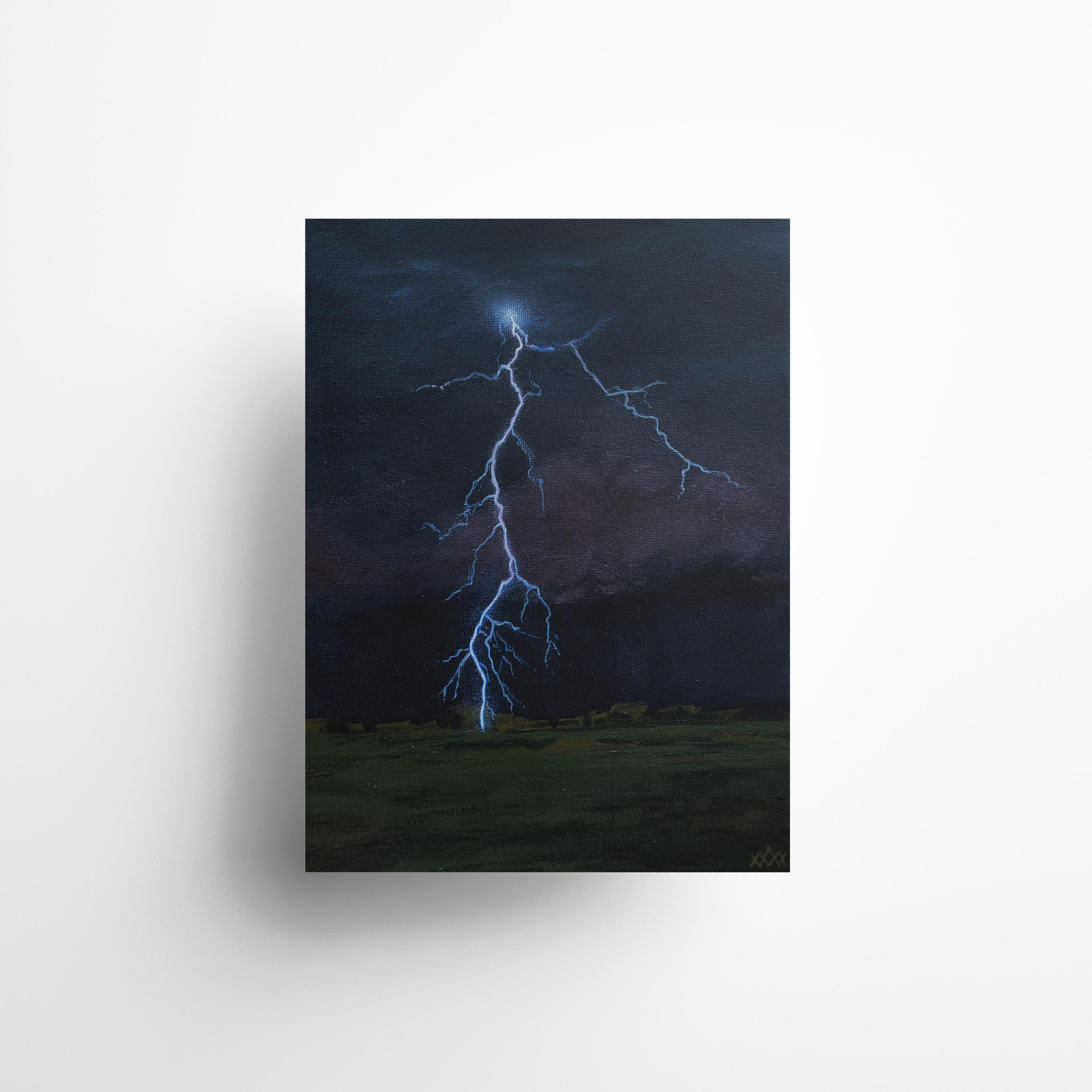 Thunderstorm Digital Art Print, Lightning Strike Gallery Wall, Dark ...