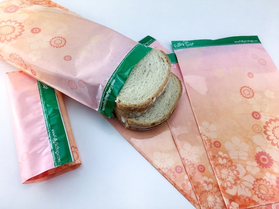 12 or 25 x Reusable Kids School Lunch Snack Bags Sandwich Pouch Environmentally Eco Friendly Lunch Reusable Produce Food Fruit Bag