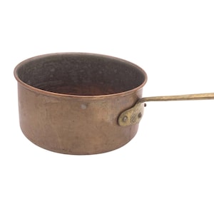 Vintage Copral Copper Saucepan Pot-Made In Portugal-Brass Handle-1 Quart-Farmhouse Kitchen