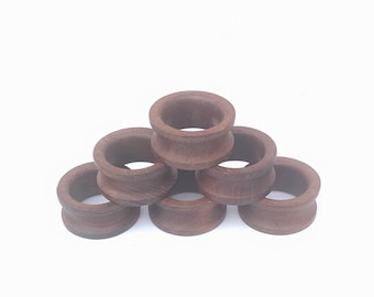 Set of SIX Mid-Century Modern Teak Napkin Rings~Hand Carved Teakwood Napkin Holders~Kitchen~Dinning Decor~Minimalist Danish Design