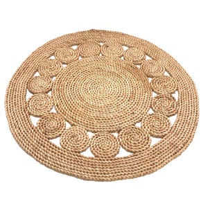 Salvamanteles de paja vintage para pared - Diseño circular - Decoración bohemia de los años 70