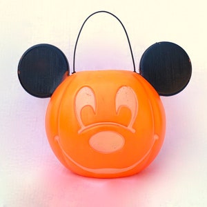 Vintage Halloween MICKEY MOUSE Jack-O-Lantern~Plastic Pumpkin Candy Pail~Decoration~Halloween Disney Decor~Trick or Treat Candy Holder