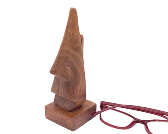 Soporte para gafas de sol de madera tallada a mano estilo vintage - Soporte para gafas de sol - Teca