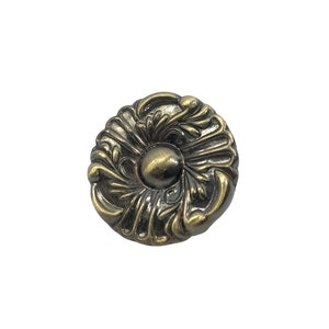 Vintage Gold Toned Flower Design Drawer Pull~Brass Tones w/ Black Dresser Drawer Knob~Furniture~Cabinet Knob~Boho Decor~Art Deco