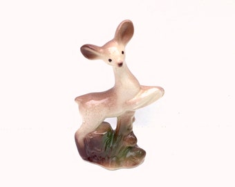Vintage Ceramic Fawn Figurine, Mid-Century Modern Nursery Decor