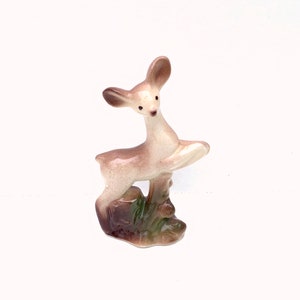 Vintage Ceramic DEER Fawn Figurine~Mid Century Modern Ceramic Leaping Deer~Forest Scene~Woodland~Cabin~Nursery Decor~Gift