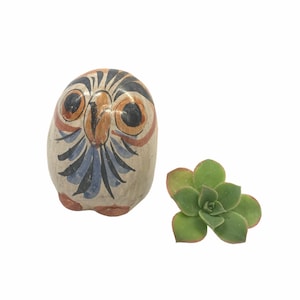 Vintage Mexico Stoneware OWL Bird Figurine~Tonala Folk Art Mexican Pottery Sculpture~Boho~Desert Style Southwestern Decor