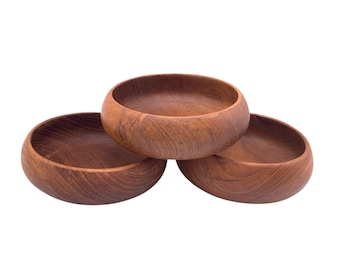 Handdrejade träskålar – Salladsset i teak i mitten av århundradet ~ Minimalistisk design