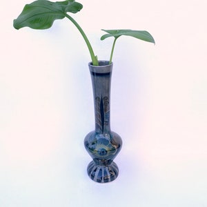Grand VASE vintage en grès du Mexique ~ Art populaire Tonala poterie mexicaine ~ Fleurs peintes à la main ~ Décoration bohème ~ Style désert du sud-ouest