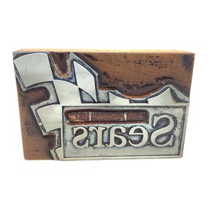 Vintage SEARS RACING Type Block~Letter Press Block Sears Point Raceway Advertising~Checkered Flag~Petroliana~Auto~Man Cave