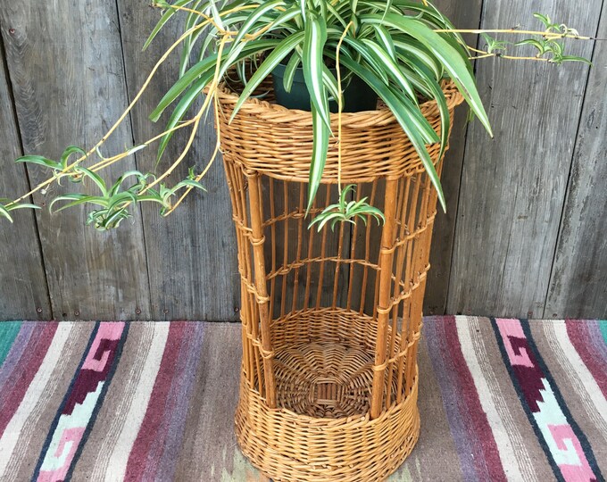 Vintage Rattan Plant Stand Two Tier Plant Holdertwo Level Etsy