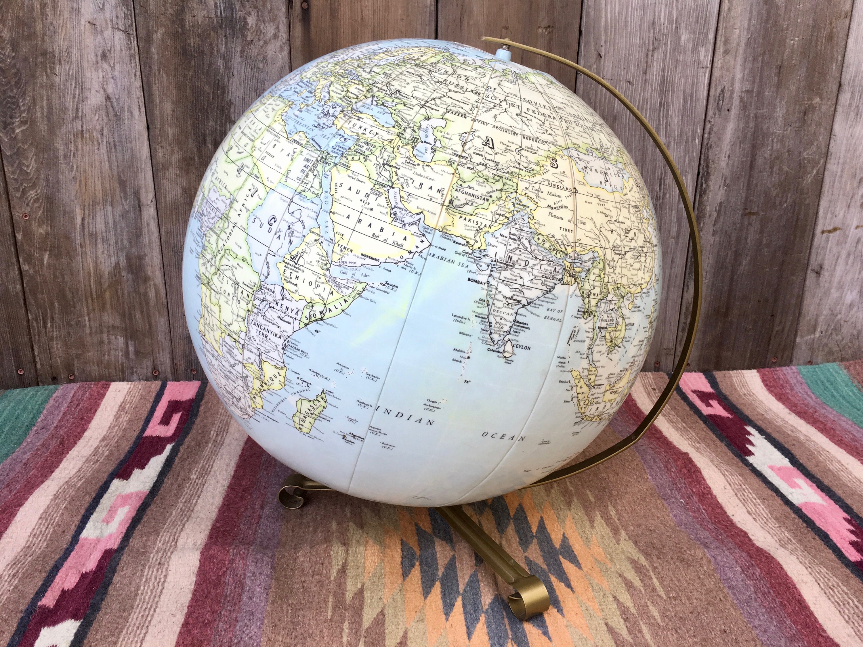 1950s Inflatable Tabletop Globe: C.S. Hammond, Mid Century Modern