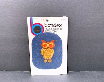 Vintage bondex Embroidered Owl Patch~NEW Original Packaging~Winking Owl Patch~Denim Iron on Patch~Owl Lover~Wise Old Owl Patch