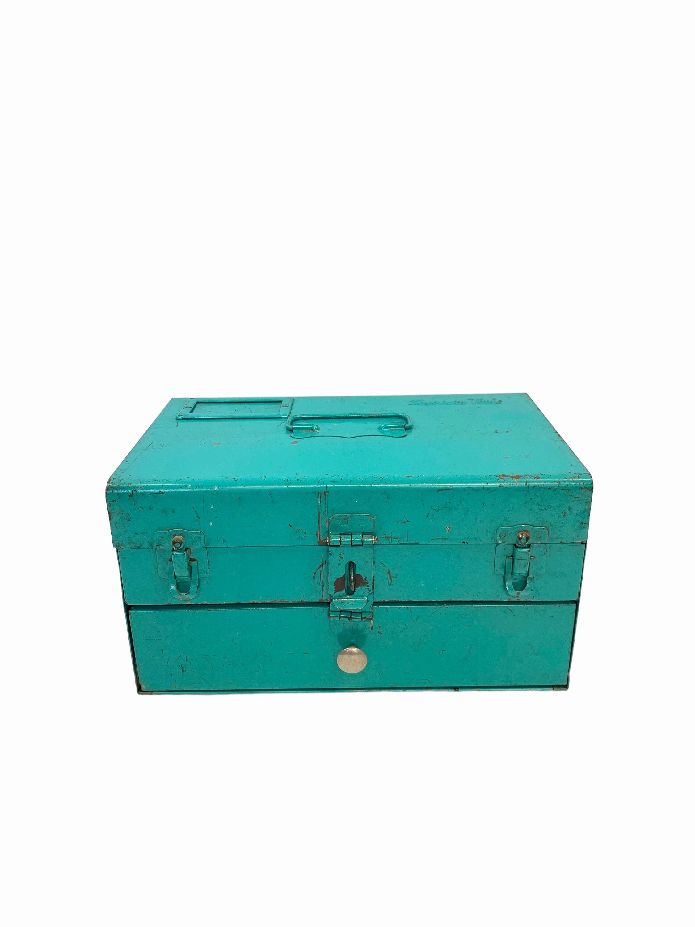 RESERVED for Rachel~Rare 1962 Snap-On Teal Green Metal Mini Tool  Box~Vintage Snap-On Tools Small Tool Box XPL-994-4~Man Cave~Shop