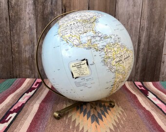 1950s Inflatable Tabletop Globe: C.S. Hammond, Mid Century Modern Decor