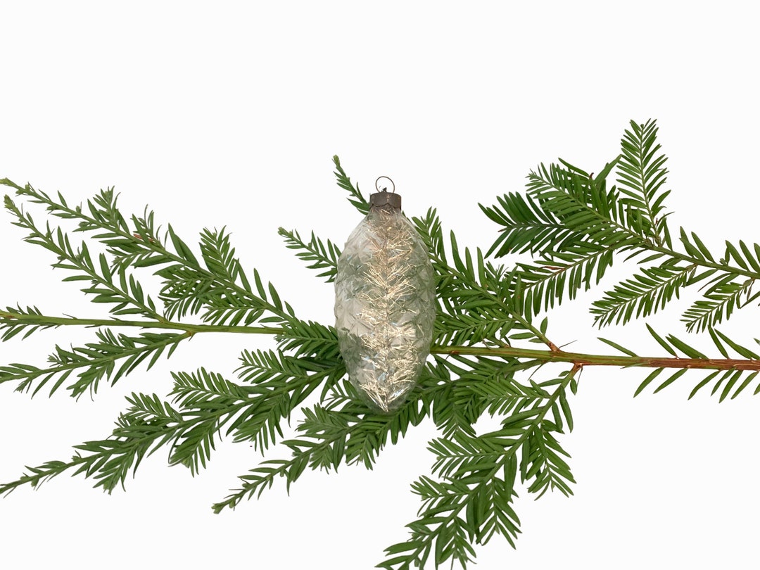 Vintage CLEAR Glass PINECONE Filled W/ Tinsel Christmas Etsy