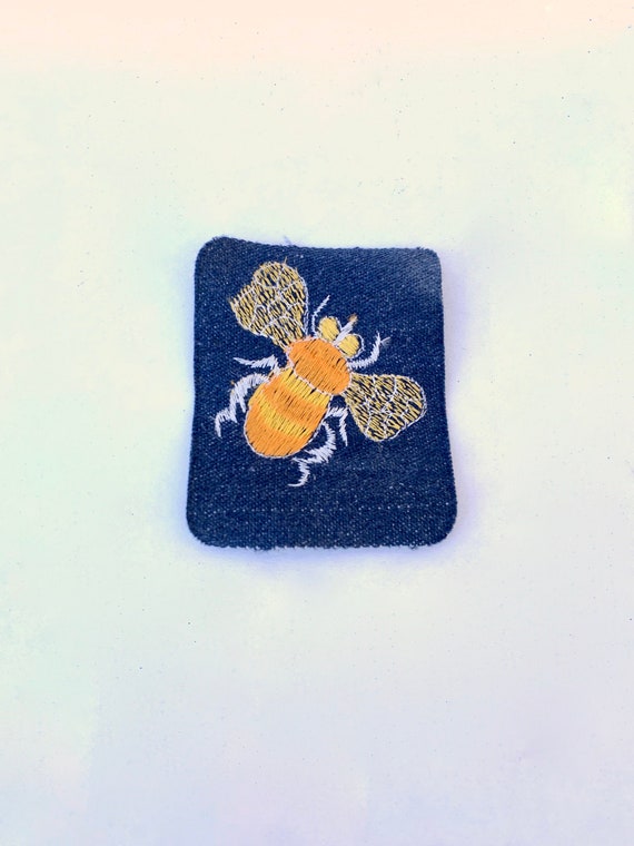 Vintage BEE Honey Bee Bumble Bee Patch~Orange and… - image 1