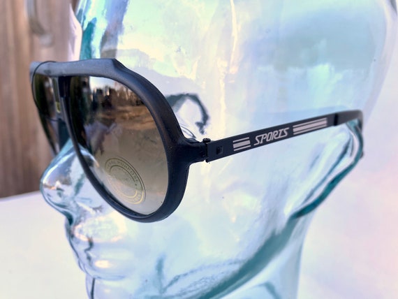 Vintage SPORTS Sunglasses~Black Plastic & Metal F… - image 3