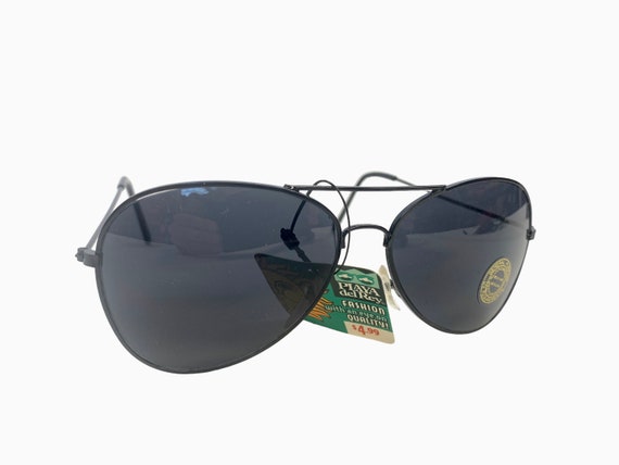 Vintage AVIATOR Sunglasses~Black Plastic Lenses w… - image 4
