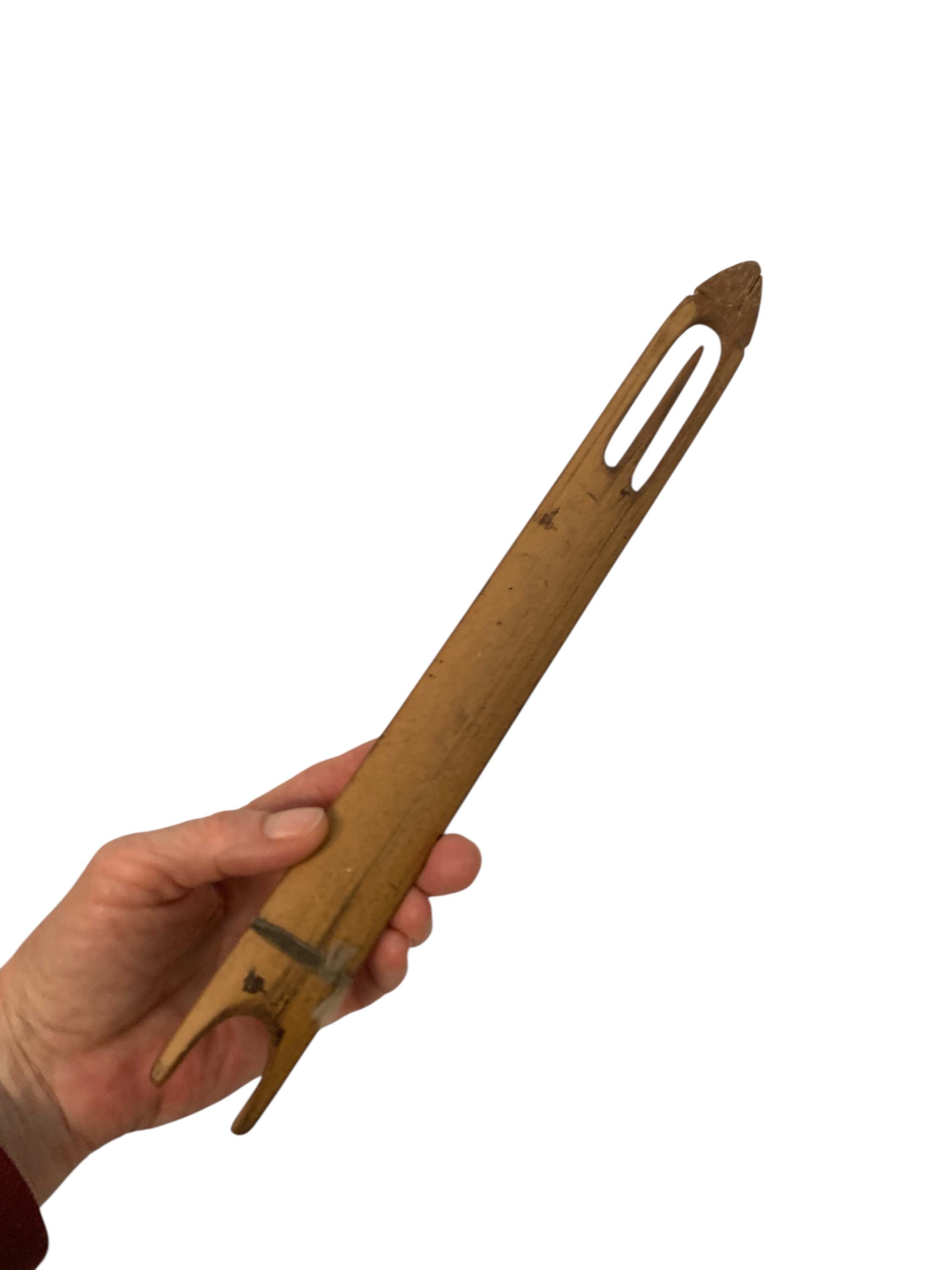 antique bamboo fishing net Vintage Hand Carved Bamboo Fishing Net Shuttle, Primitive Decor