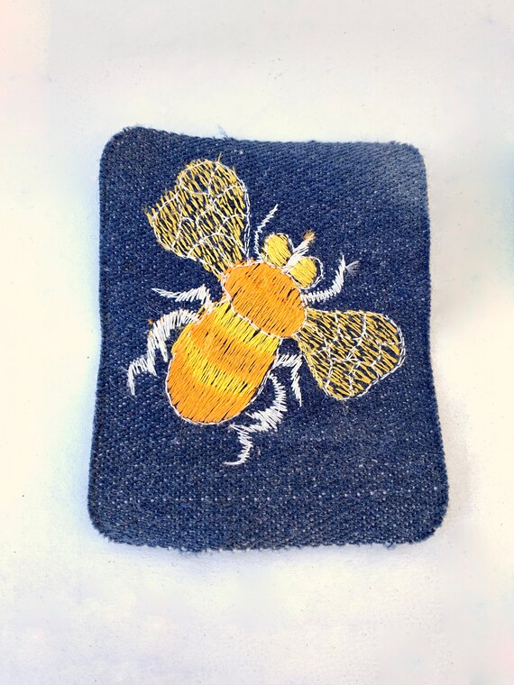 Vintage BEE Honey Bee Bumble Bee Patch~Orange and… - image 3