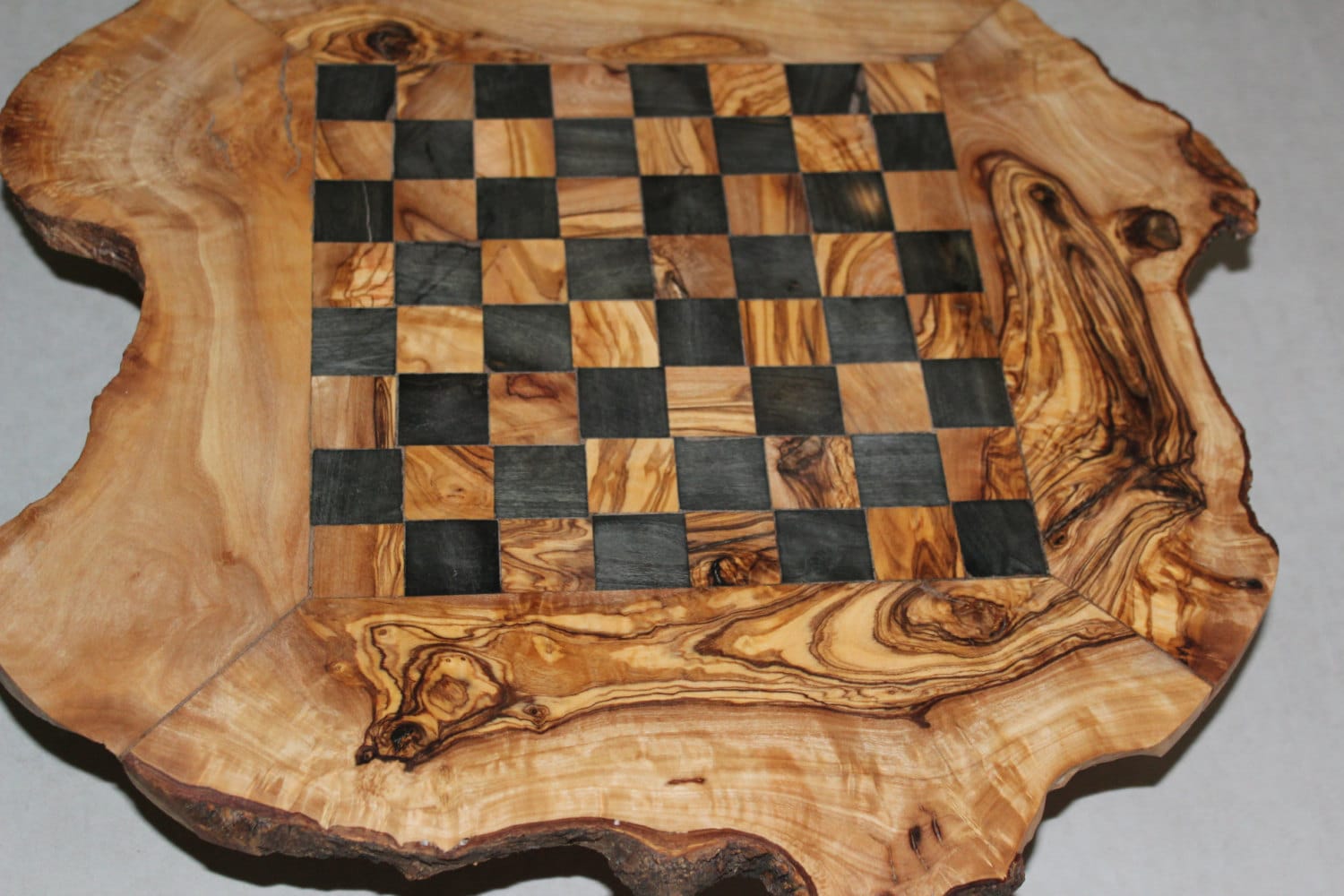 Olive Wood Rustic Chess Board with 32 Chess pieces Etsy