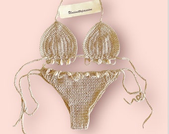 Bikini uncinetto costume da bagno crochet conchiglie