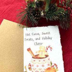 Cartão de Natal com chocolate quente e pão de gengibre