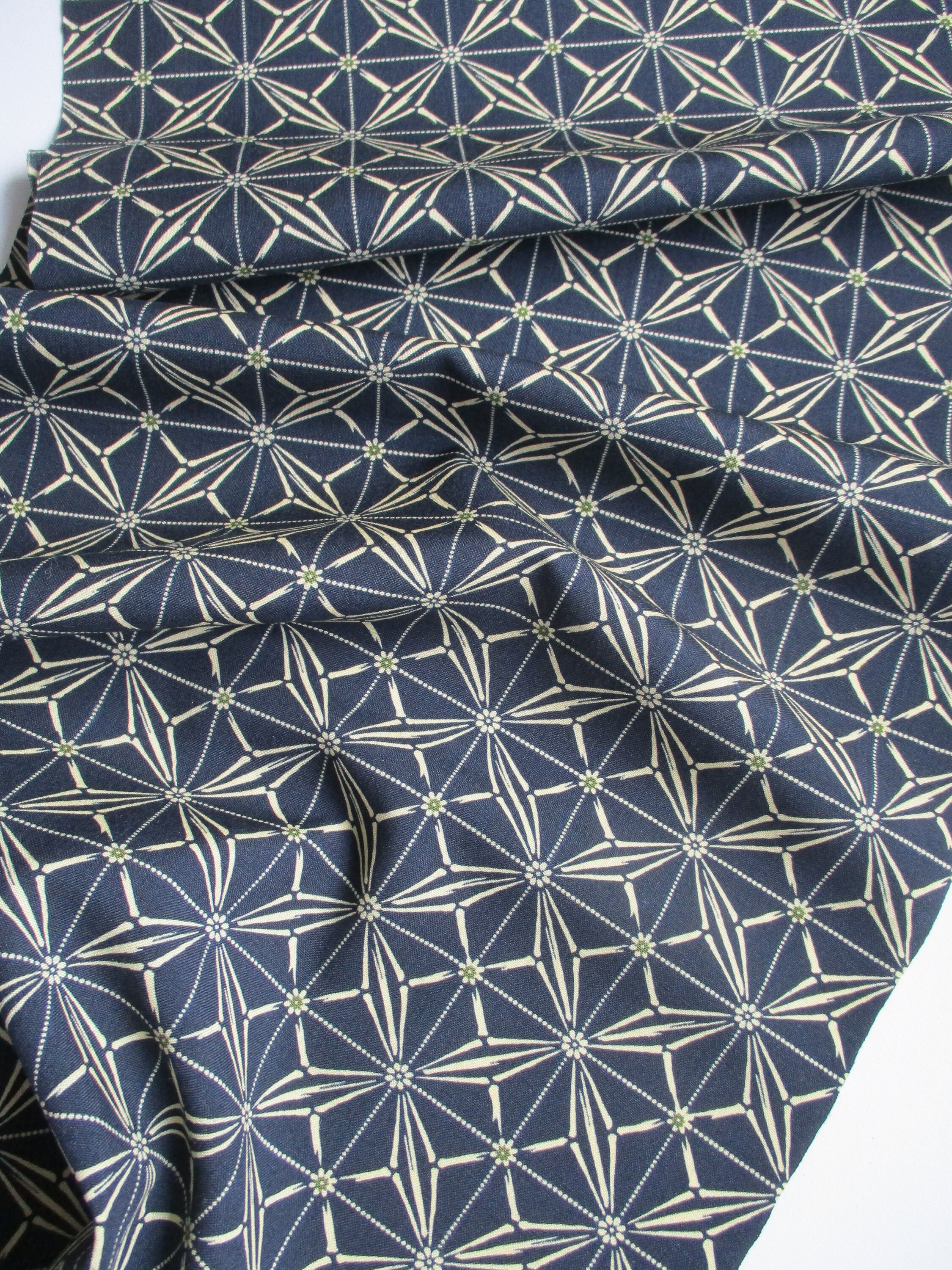 Japanese Kimono Fabric - Wool - Woven - Tasuki With Flower