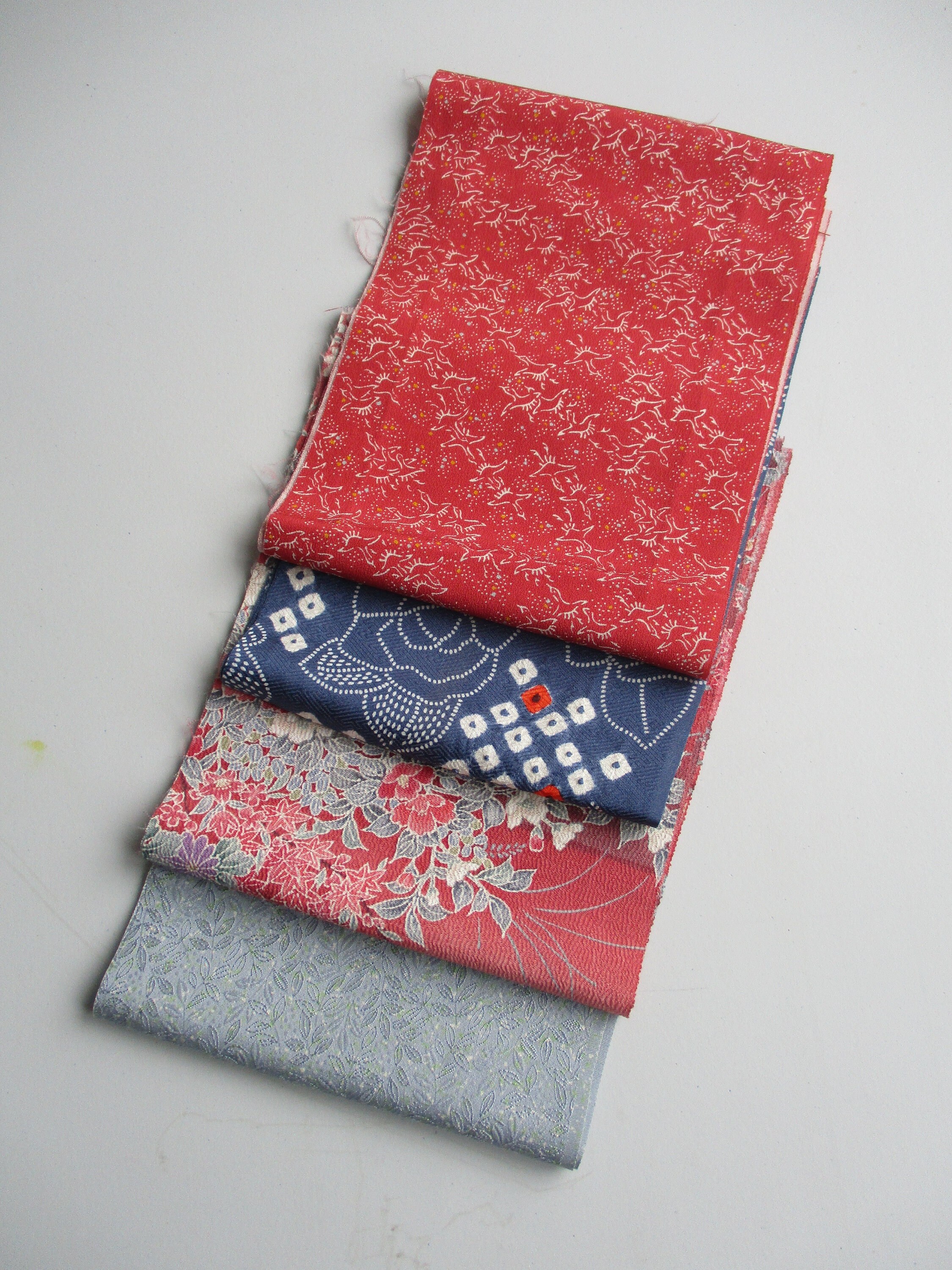 Narrow Selection Pack - Japanese Kimono Fabric - Silk - Size