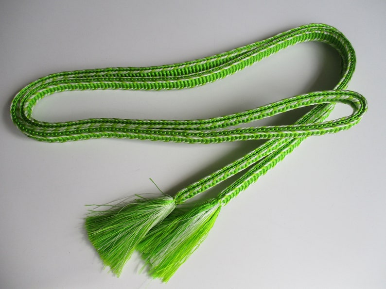 Japanese Obijime Cord Belt Braid Colour Green and White Etsy UK