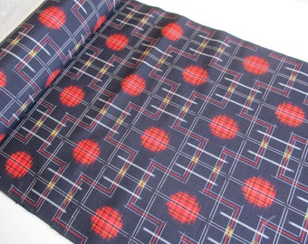 Japanese Kimono fabric - Silk - Hand woven - Tsumugi - Colour Blue, red, white and yellow - Various lengths available.