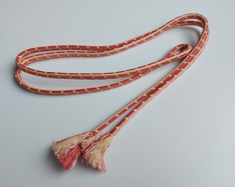 Japanese Obijime - Belt - Accessories - Cord - Dark coral and apricot - Size 148 x 0.7 cm - Used.